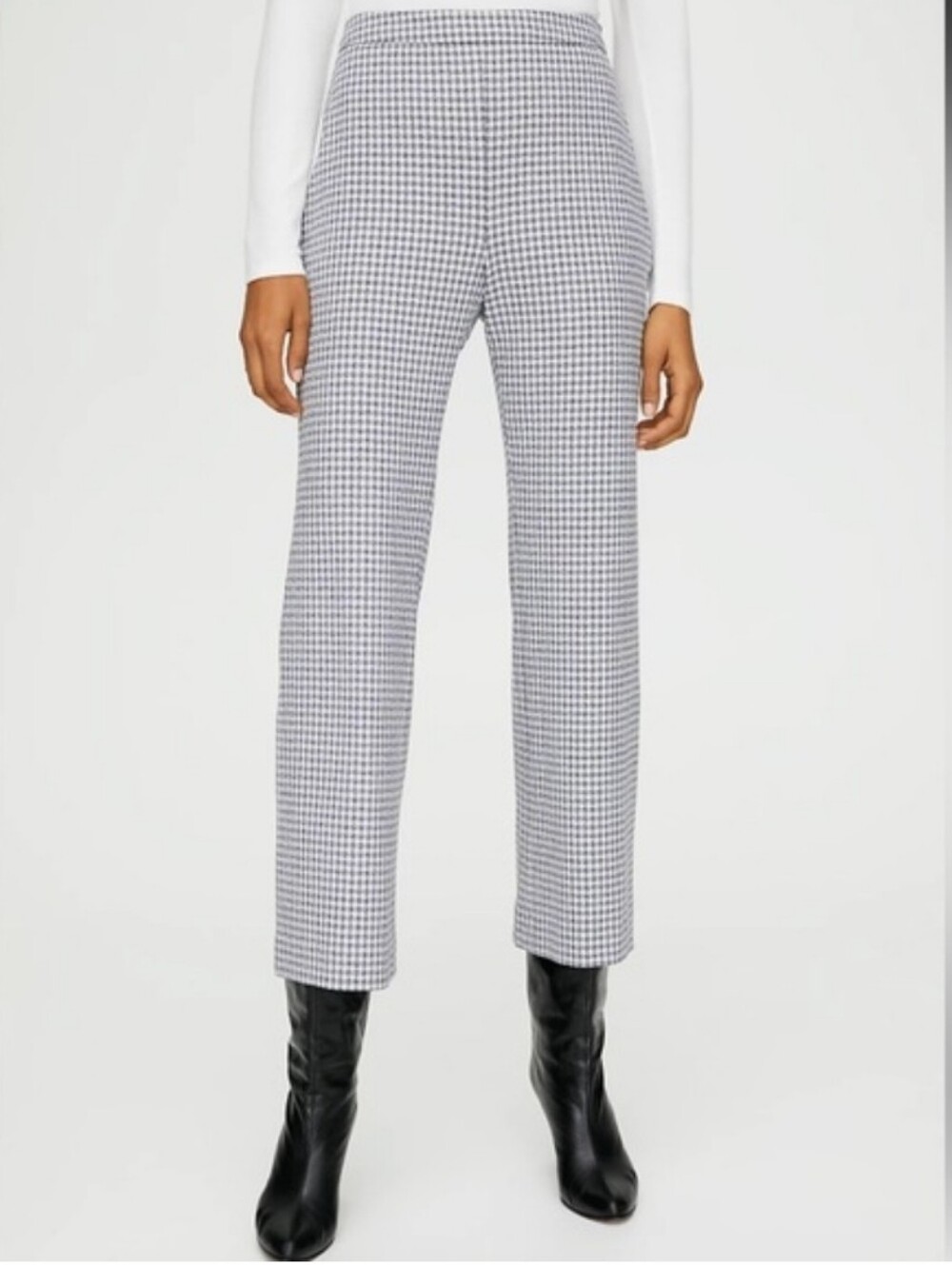 ARITZIA WILFRED BLACK & WHITE CHECK PLAID KICK FLARE PANTS SIZE 2